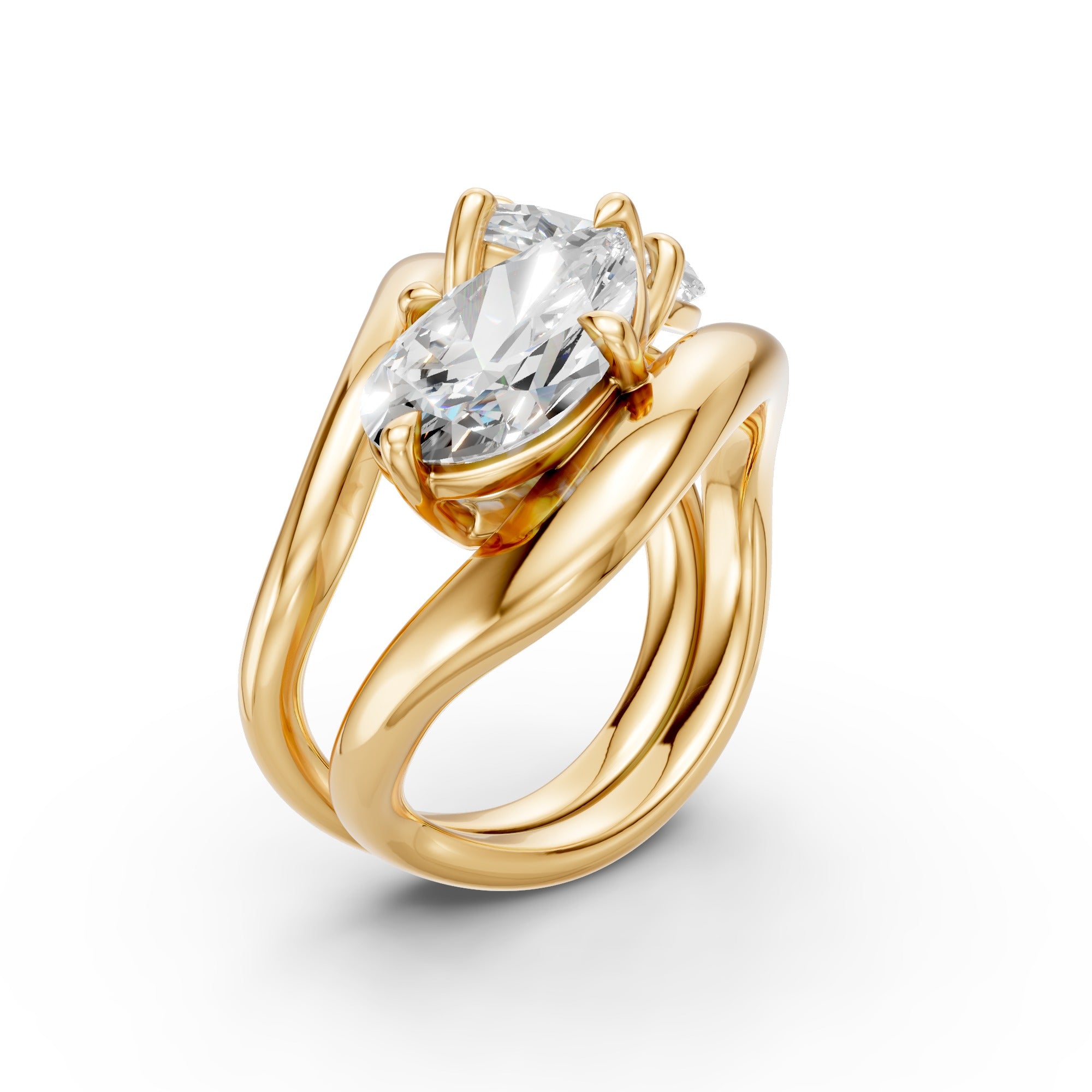 TWIN RINGS, PEAR CUT