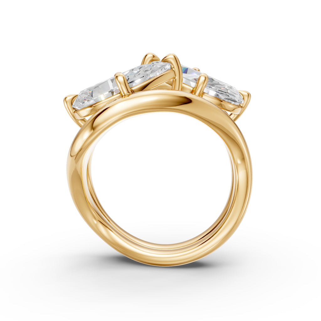 TWIN RINGS, PEAR CUT