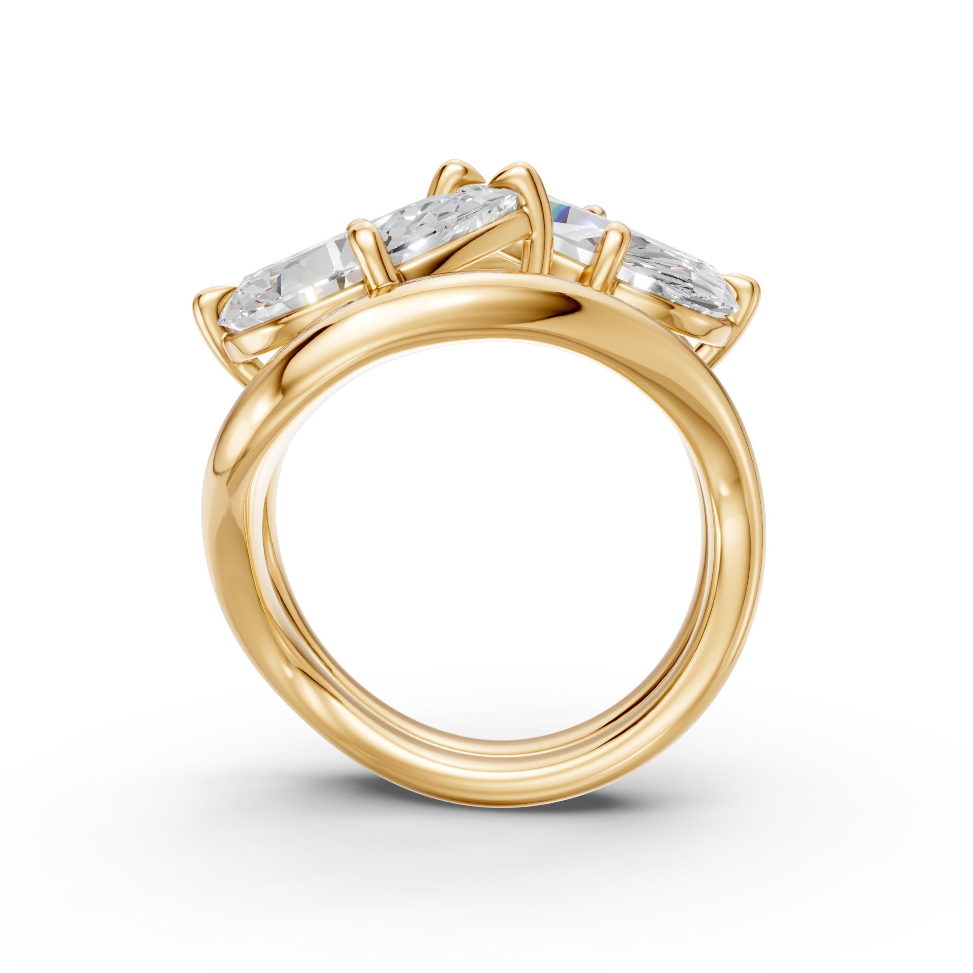 TWIN RINGS, PEAR CUT