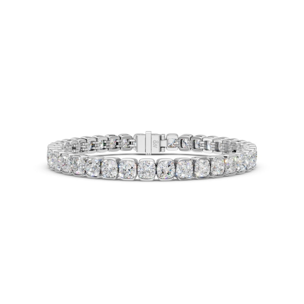 16 CTW cushion lab-grown diamond tennis bracelet in platinum with hidden clasp