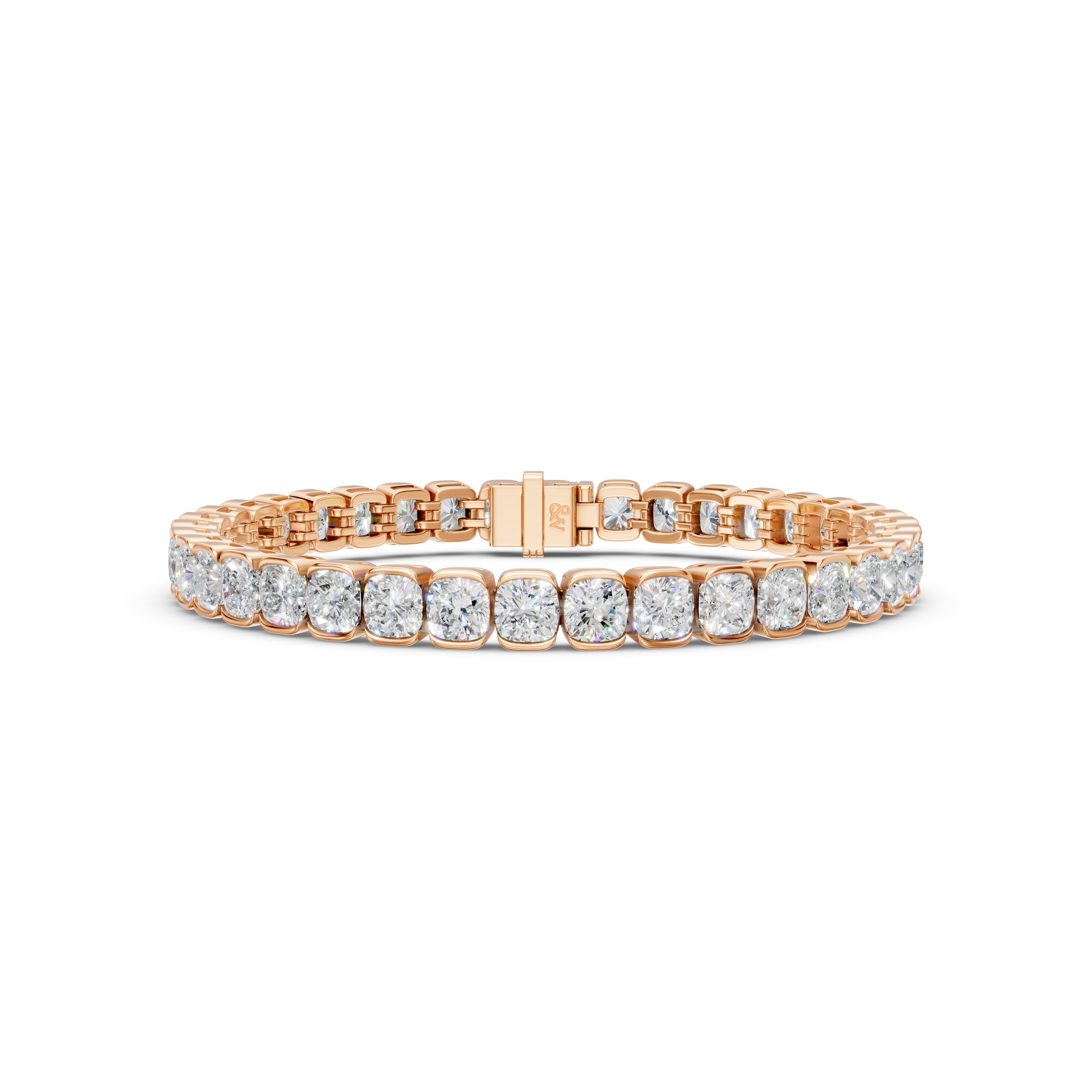16 CTW cushion lab-grown diamond tennis bracelet in rose gold