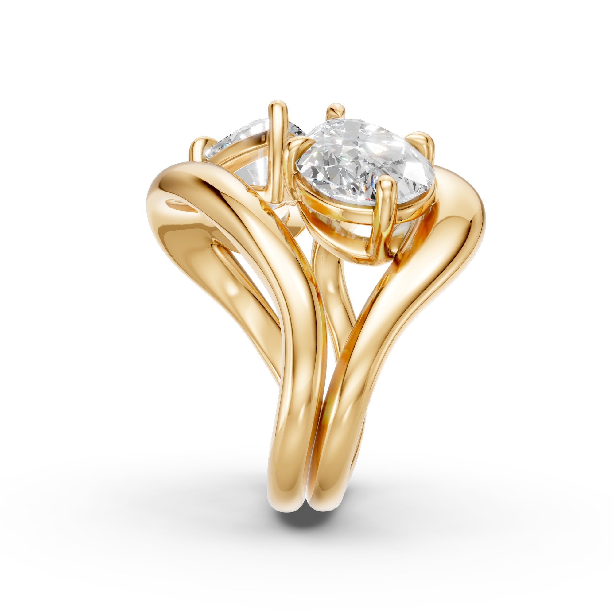 TWIN RINGS, PEAR CUT