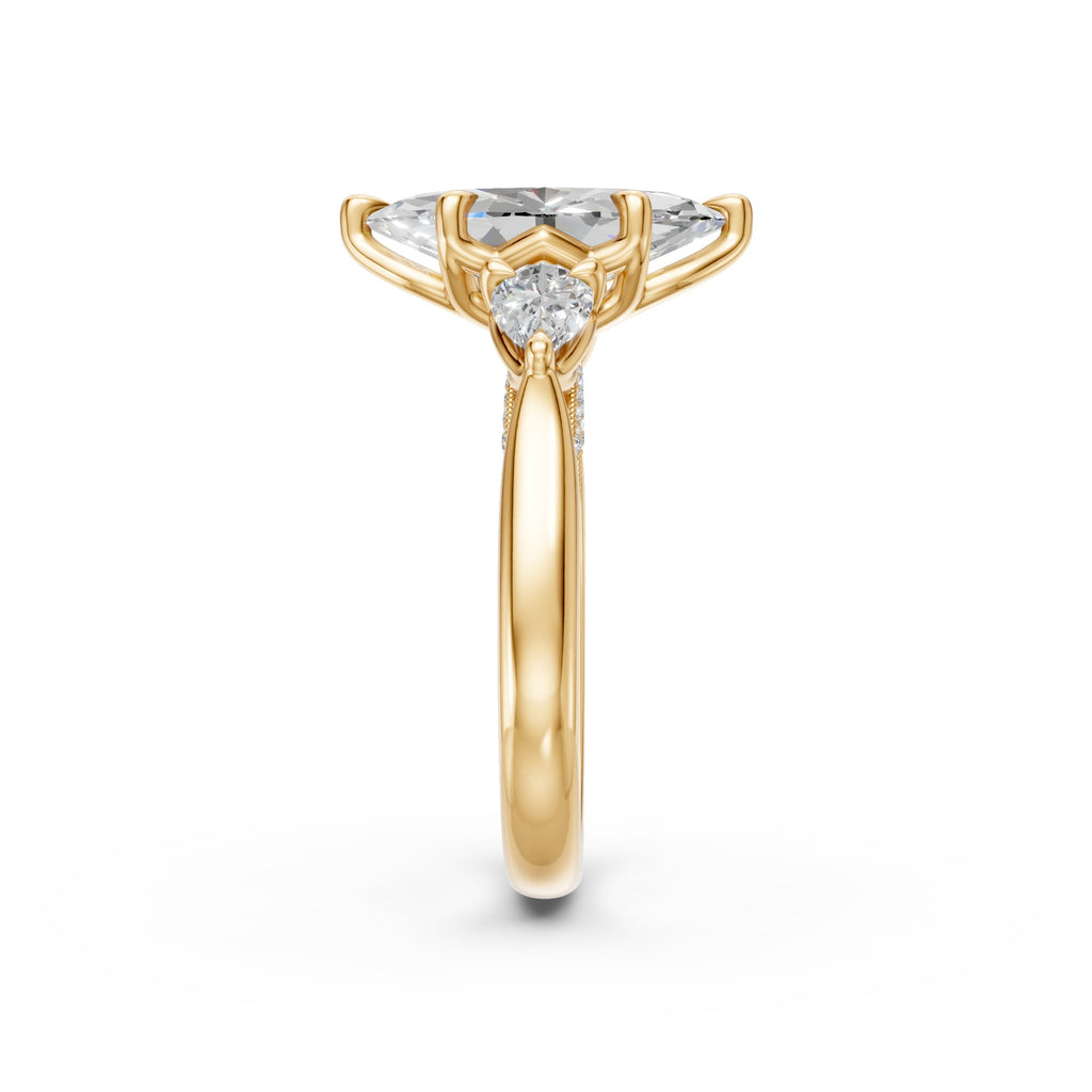 Marquise & Pear Three-Stone Cathedral Ring