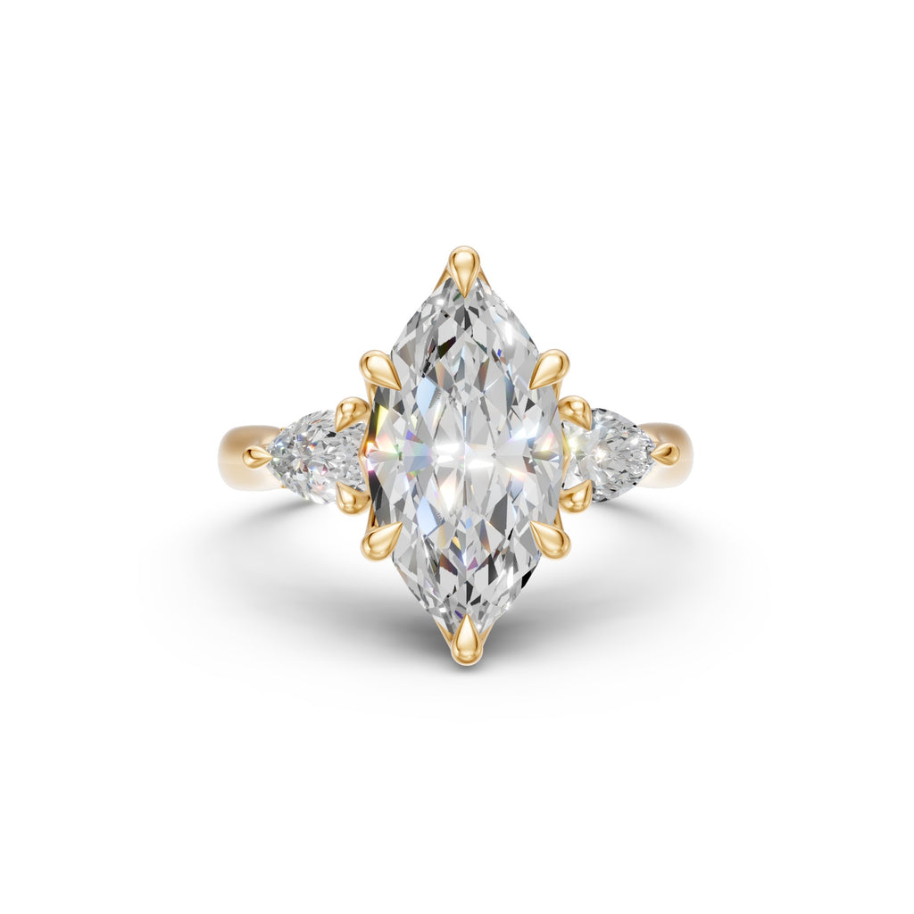 Marquise & Pear Three-Stone Cathedral Ring