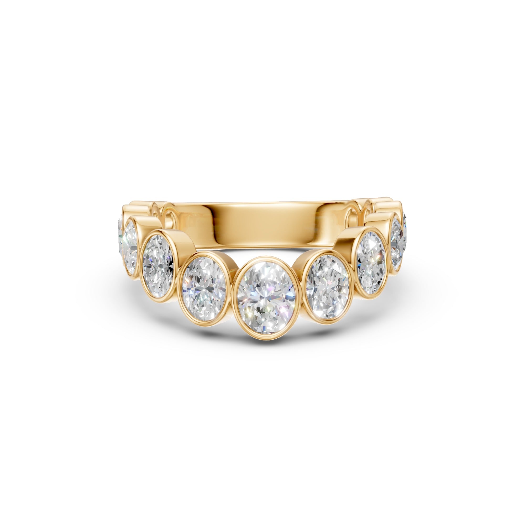 Thirteen Oval Diamond Wedding Band