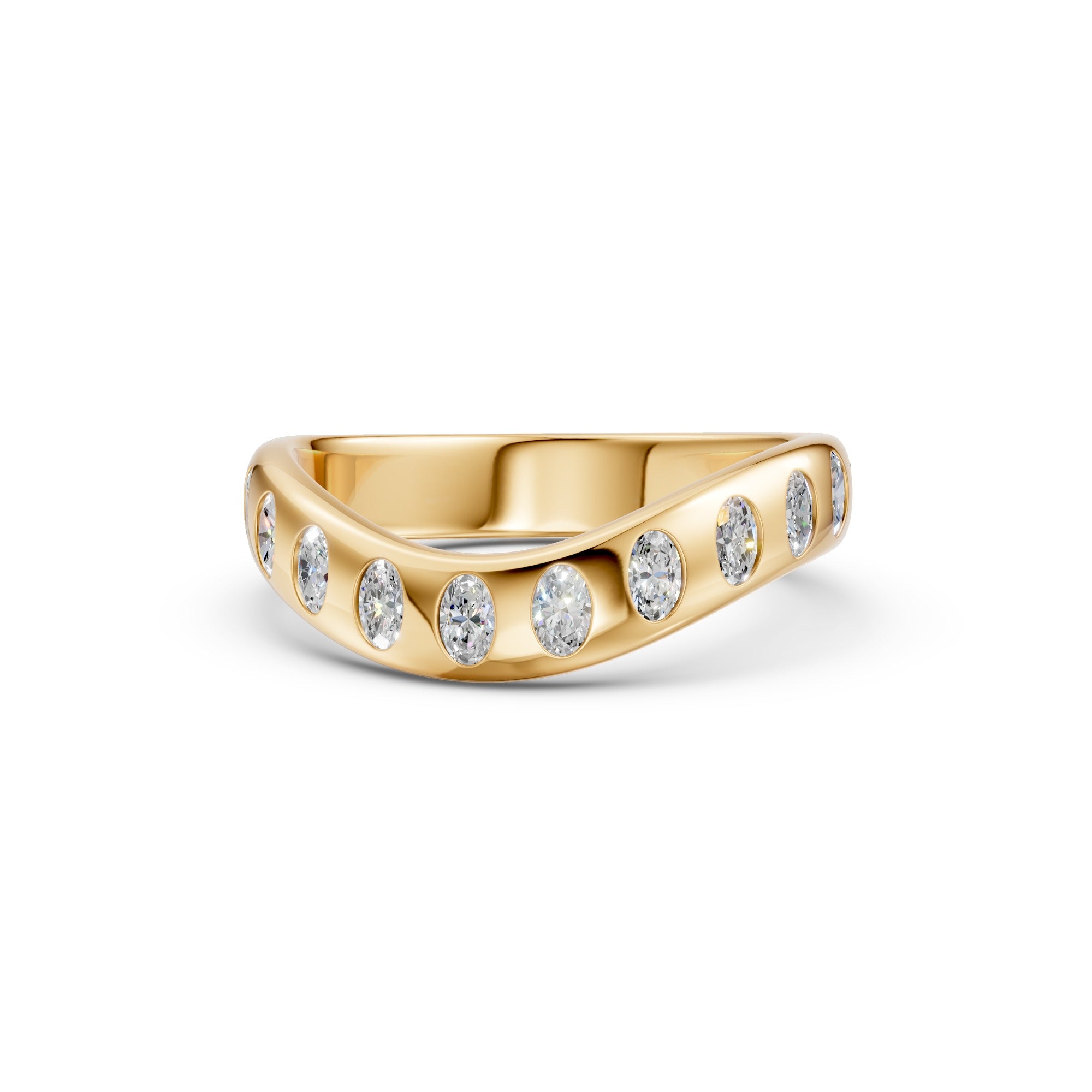 Seventeen Oval Diamond Wedding Band
