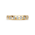 Front view of the Straight Flush-Set Oval Diamond Band in yellow gold