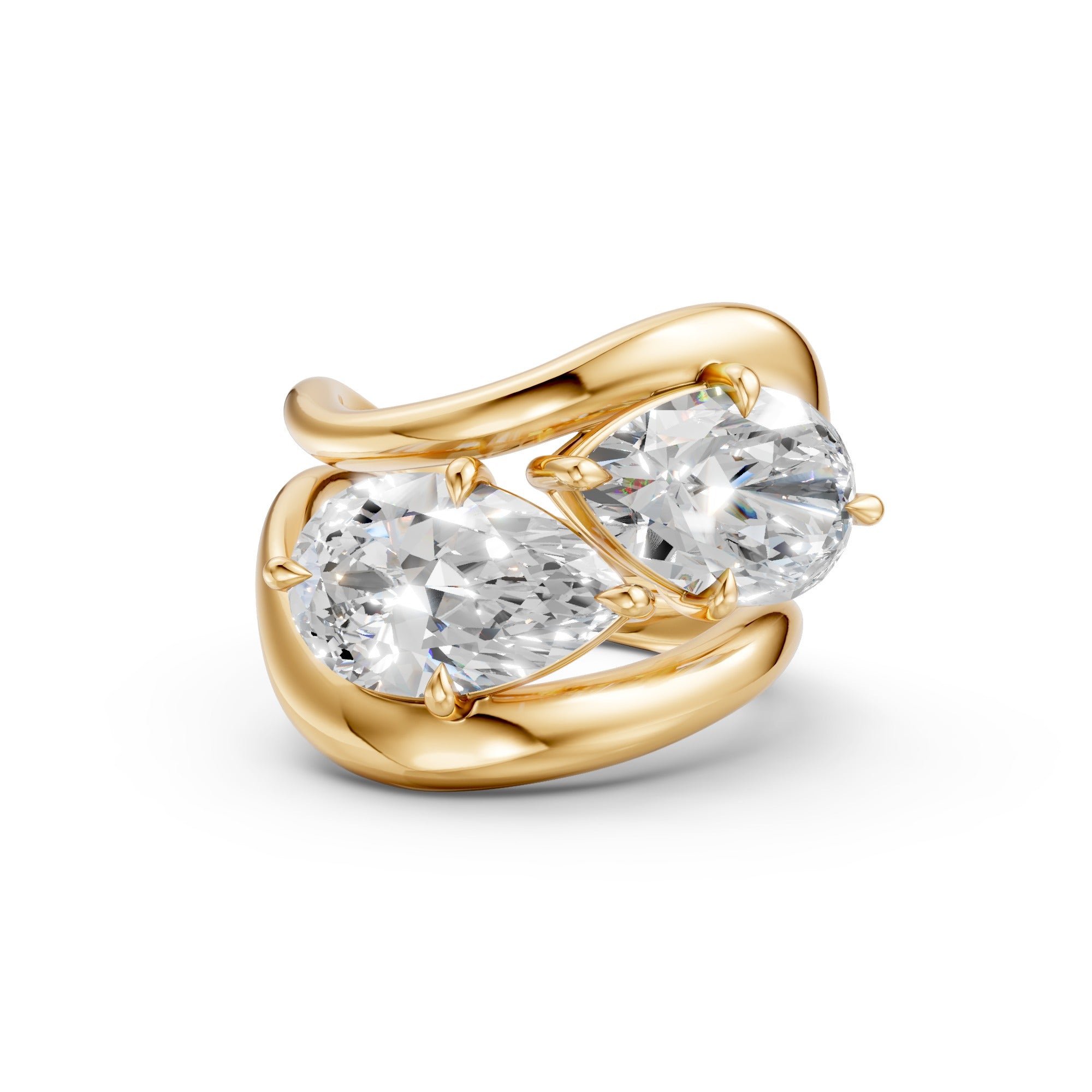 TWIN RINGS, PEAR CUT