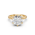 Front view of the yellow-gold Round Tulip Cathedral Ring with a lab-grown round brilliant diamond