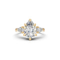 Pear Three-Stone Cathedral Ring