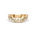 Front view of the Centre Arc Flush-Set Oval Diamond Band in yellow gold