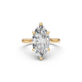 Front view of the yellow-gold Marquise Tulip Cathedral Ring with a lab-grown marquise diamond