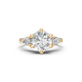 Round & Pear Three-Stone Cathedral Ring