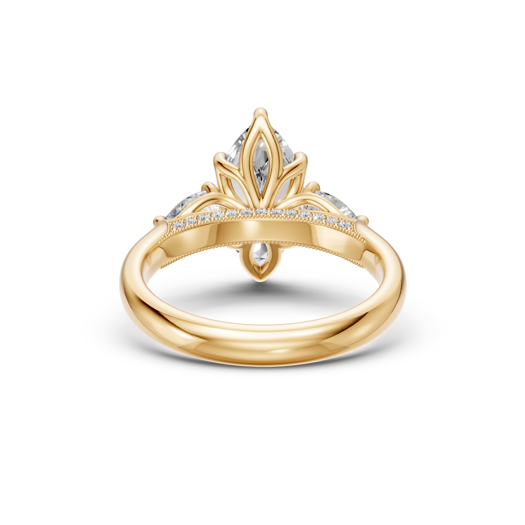 Marquise & Pear Three-Stone Cathedral Ring