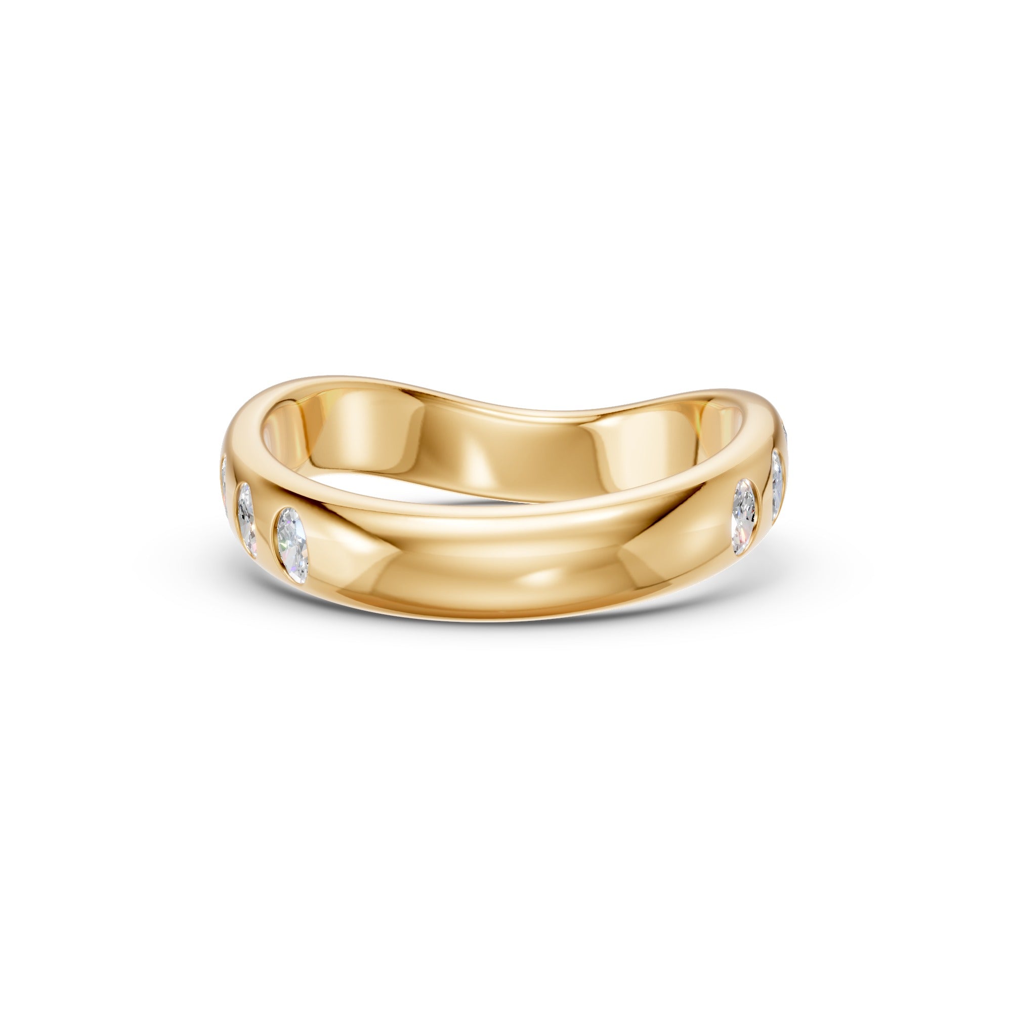 Seventeen Oval Diamond Wedding Band