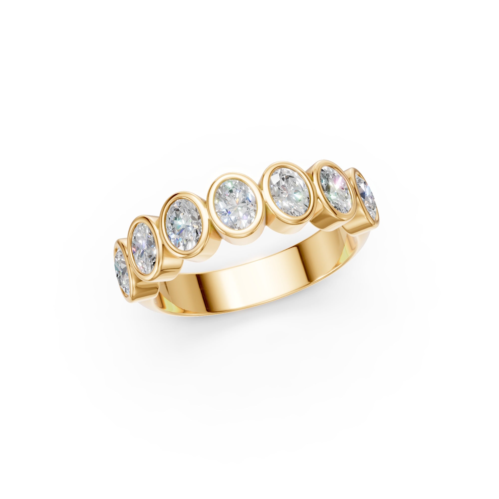 Seven Oval Diamond Wedding Band