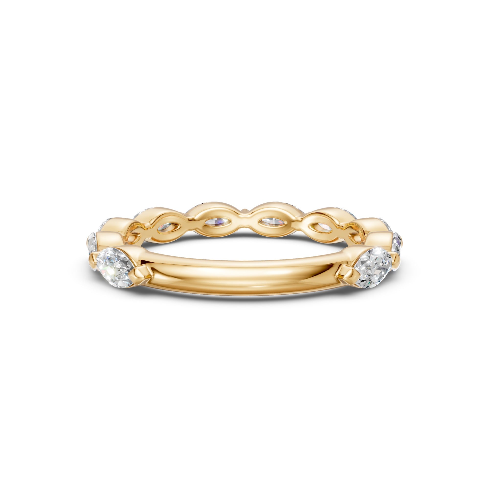 Rear gallery view of the East-West Marquise Three-Quarter Eternity Band