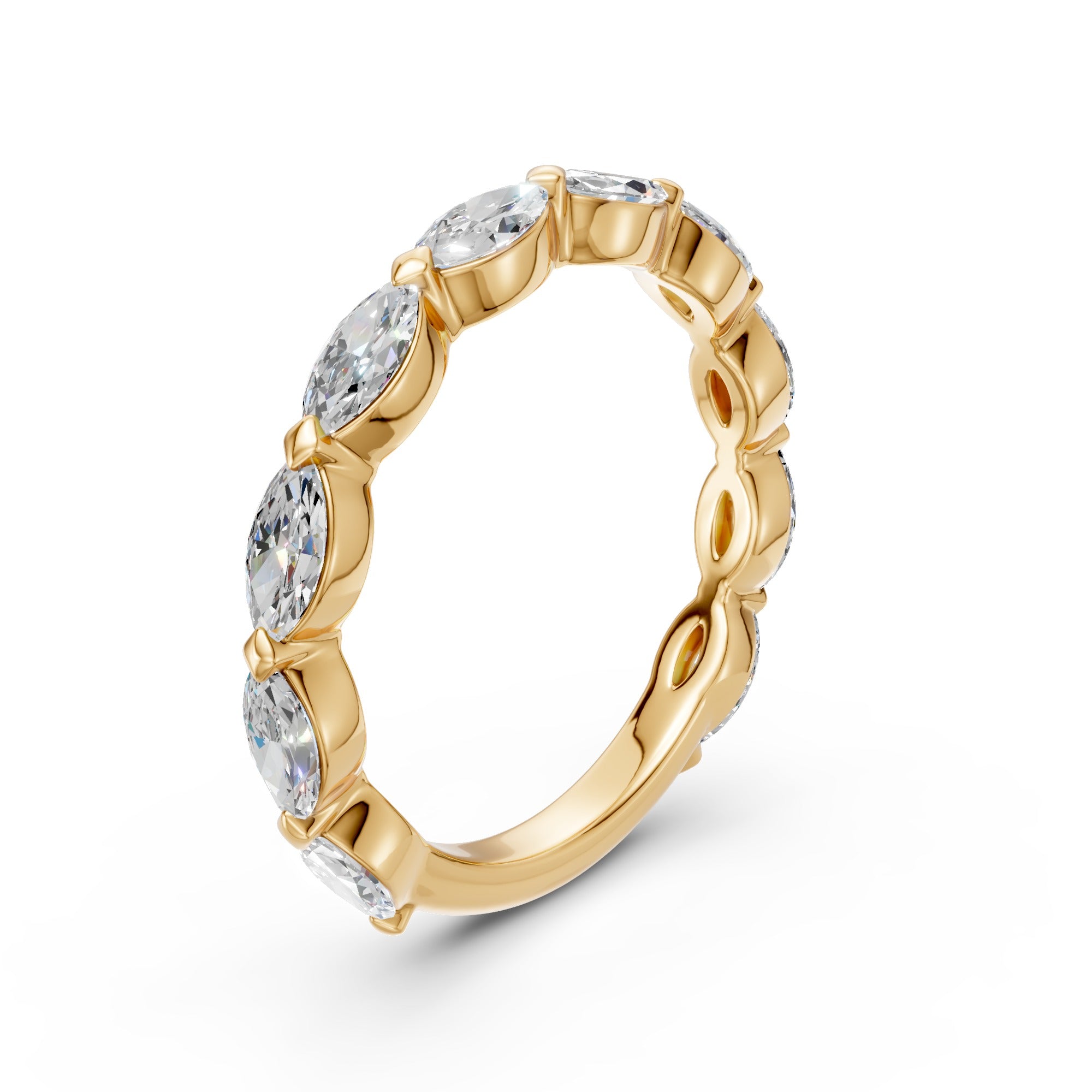 East-West Marquise Three-Quarter Eternity Band shown at a three-quarter angle