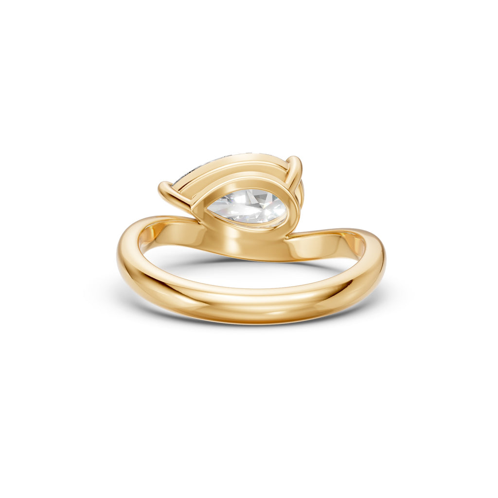 Rear view of the Pear Curve Solitaire Ring showing the open gallery beneath the pear-shaped diamond