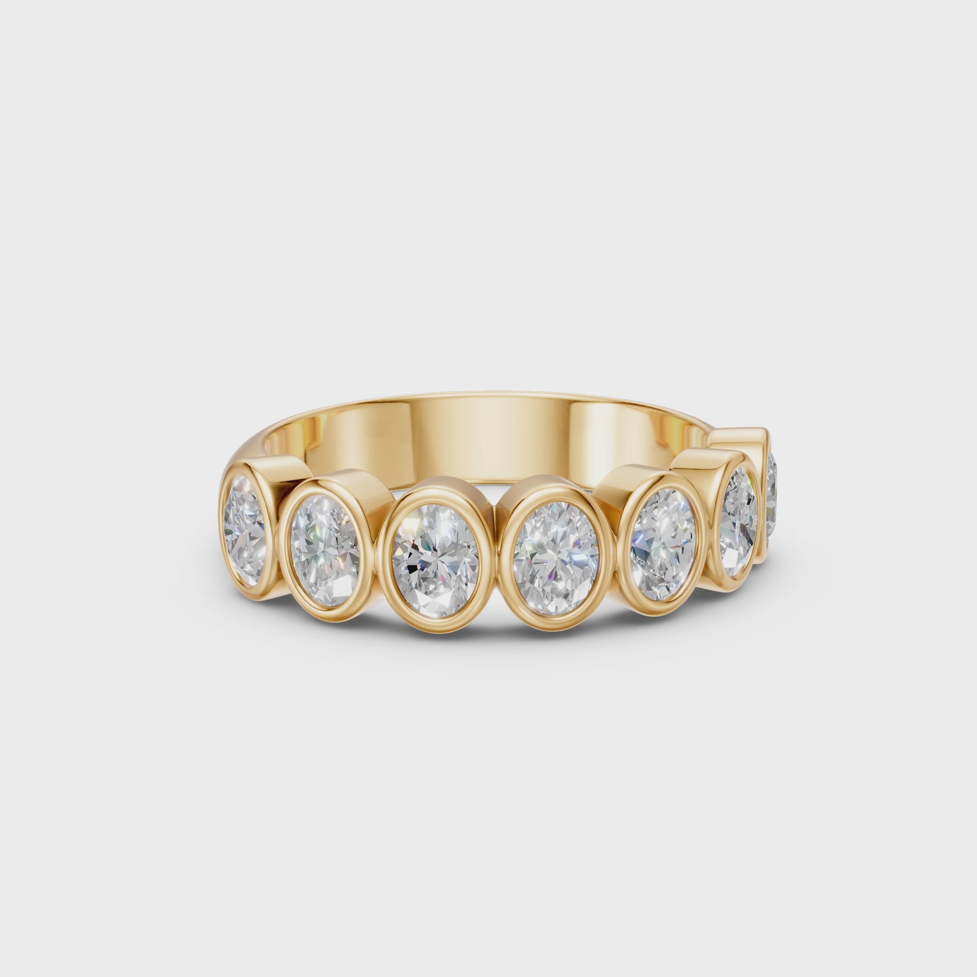 Seven Oval Diamond Wedding Band