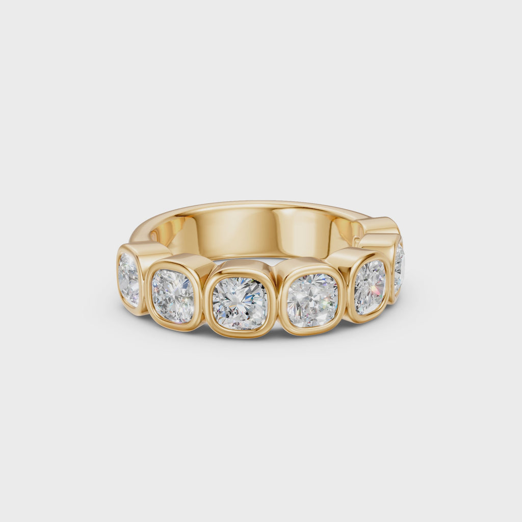 Seven-Stone Cushion Bezel Band