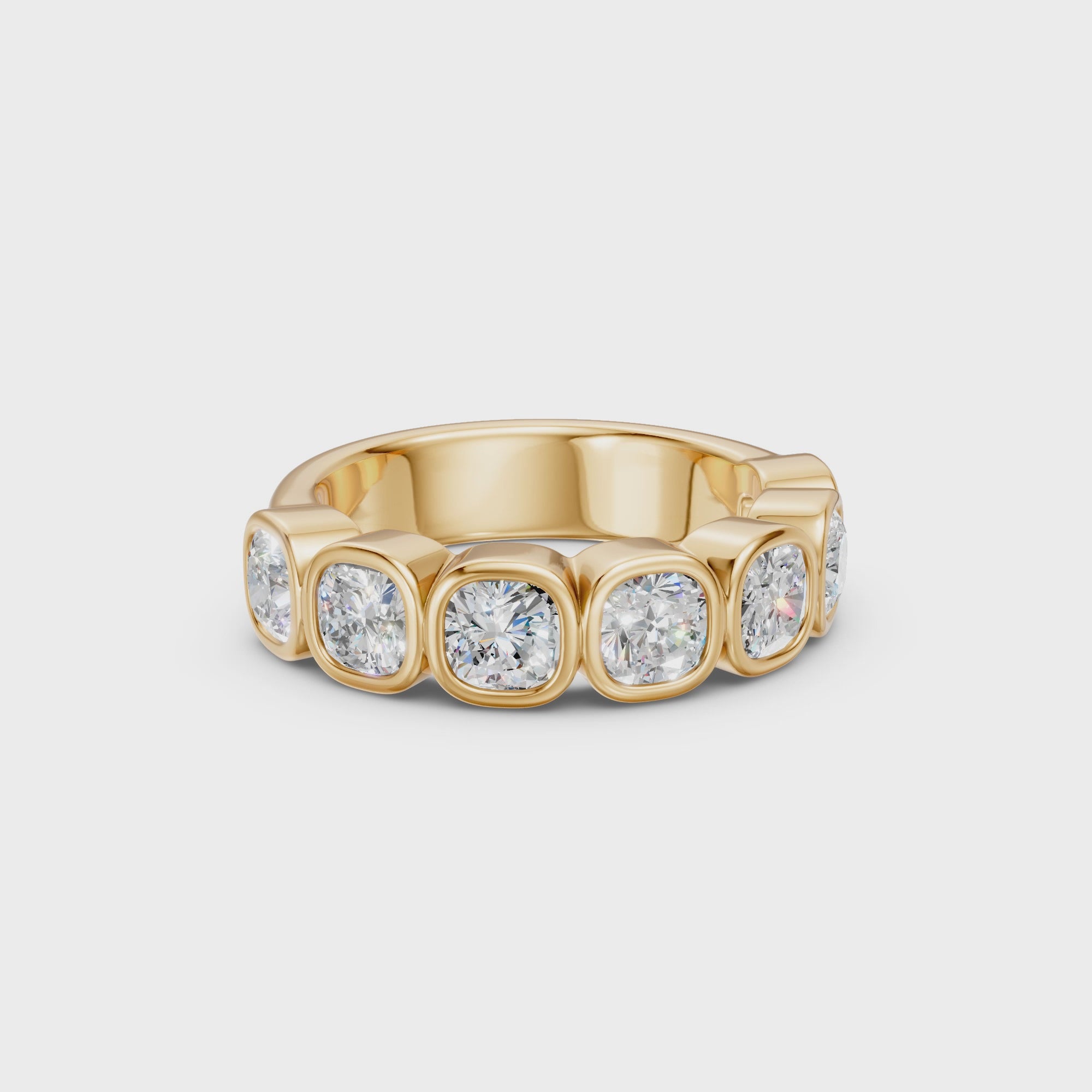 Seven-Stone Cushion Bezel Band