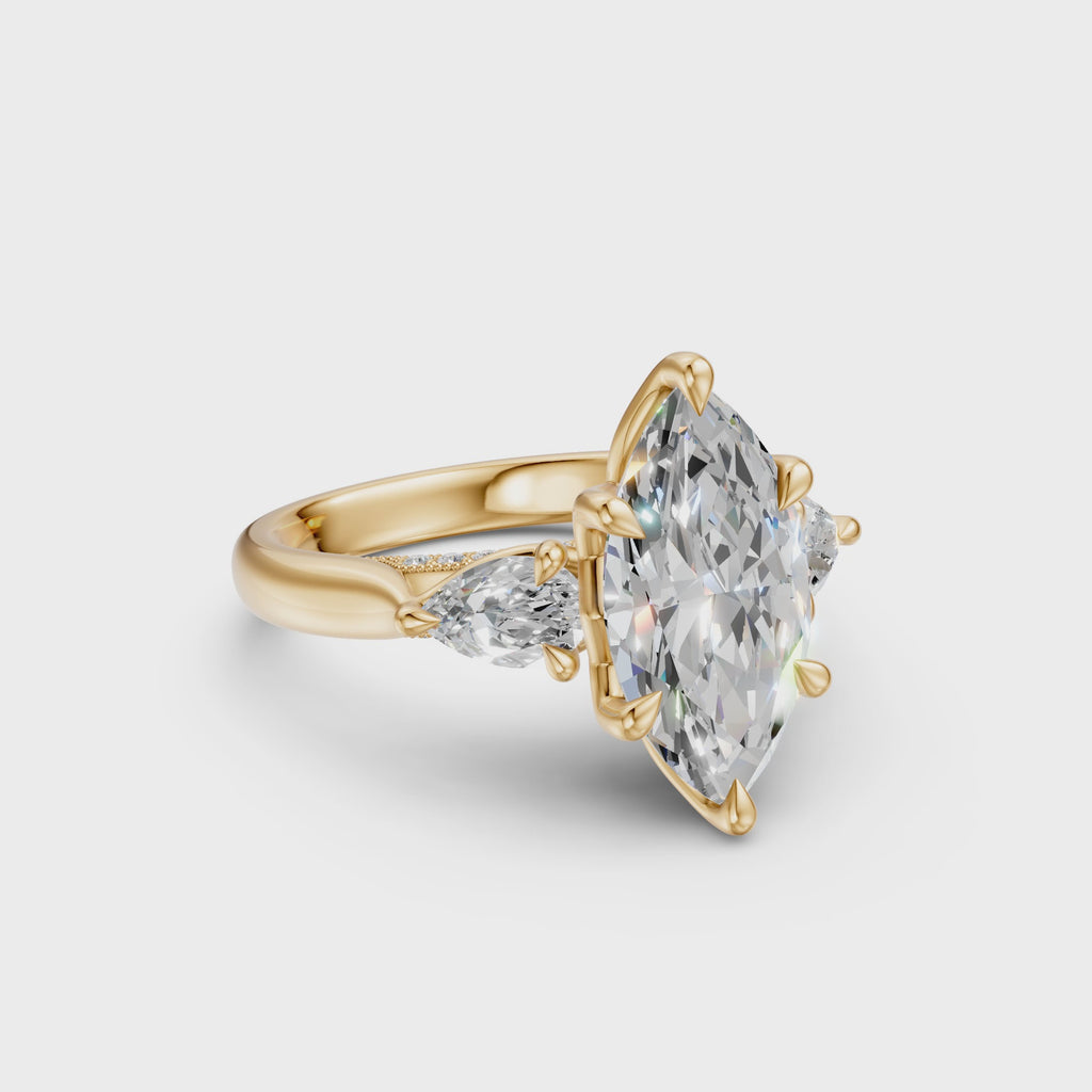 Marquise & Pear Three-Stone Cathedral Ring