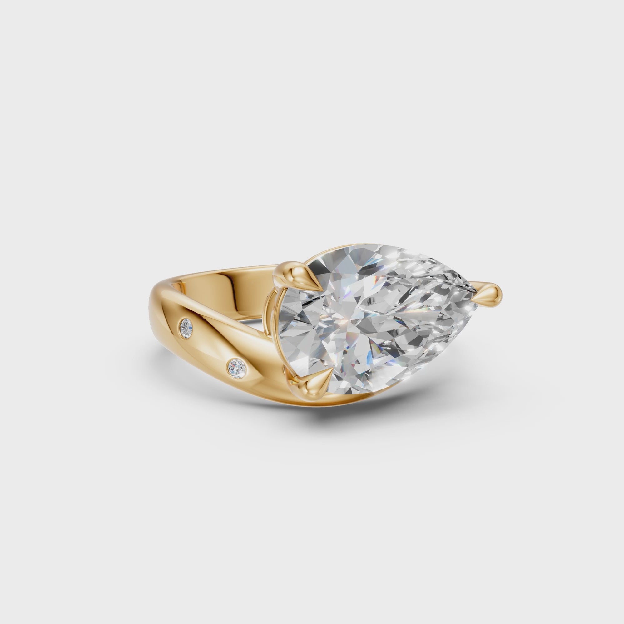 Pear Curve Ring with Flush-Set Accents